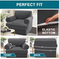 thumbnail image 5 of T Cushion Chair Slipcover Armchair Slipcover for Living Room Stretch Sofa Couch Cover Soft Armchair Cover Washable Furniture Covers with Individual T Cushion Seat Covers (Chair, Gray), 5 of 14