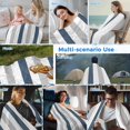 thumbnail image 5 of Blue Gray Striped Cooling Blanket, Lightweight Breathable Summer Throw Blanket with Double Sided Cold Effect, Farmhouse Stripe Art Picnic Beach Blankets Bed Sheet for Hot Sleepers 50"x60", 5 of 8
