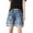 Blue, variant on Women's High Waisted Stretchy Denim Bermuda Ripped Jeans Shorts Summer National Wind Embroidery Sloping Thin Loose Old Waist Denim Trendy Casual Shorts M-XL