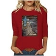 thumbnail image 2 of Daisyyozoid Chemise de Femmes Joyeuses Pâques Mode Décontractée Noël Imprimée Col Rond Blouse Imprimée Manches 3/4 Blouses, 2 of 4