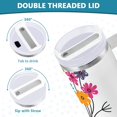 thumbnail image 3 of Yayeee 40oz Double-Wall Insulated Stainless Steel Tumbler with Handle Bottle, Colorful Flower, 3 of 8