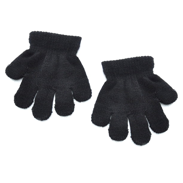Guantes de cinco dedos monocromáticos cálidos de invierno para niños.