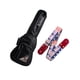 thumbnail image 1 of PAQUETE Estuche para guitarra eléctrica Funda para guitarra Gig bag, guitar case para trasporte y protección, color negro bordes grises + Tahali strap correa Kidam USA, 1 of 4
