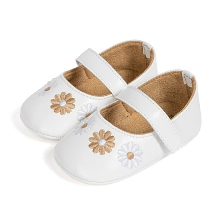 Mildsown Baby Girls Princess Shoes Leather Embroidery Flower Toddler Shoes