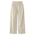 thumbnail image 4 of Zynoxe Womens Corduroy Pants Fall Warm Comfortable Elastic Waist Wide Leg Pants Casual Straight Relaxed Plus Size Sweatpants with Pockets Beige S, 4 of 7