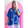 thumbnail image 5 of Women's Blue Sequined American Flag Oversized Graphic Tee for Independence Day | [ZhiHiMeRi] | (US 20-22)2XL, 5 of 5