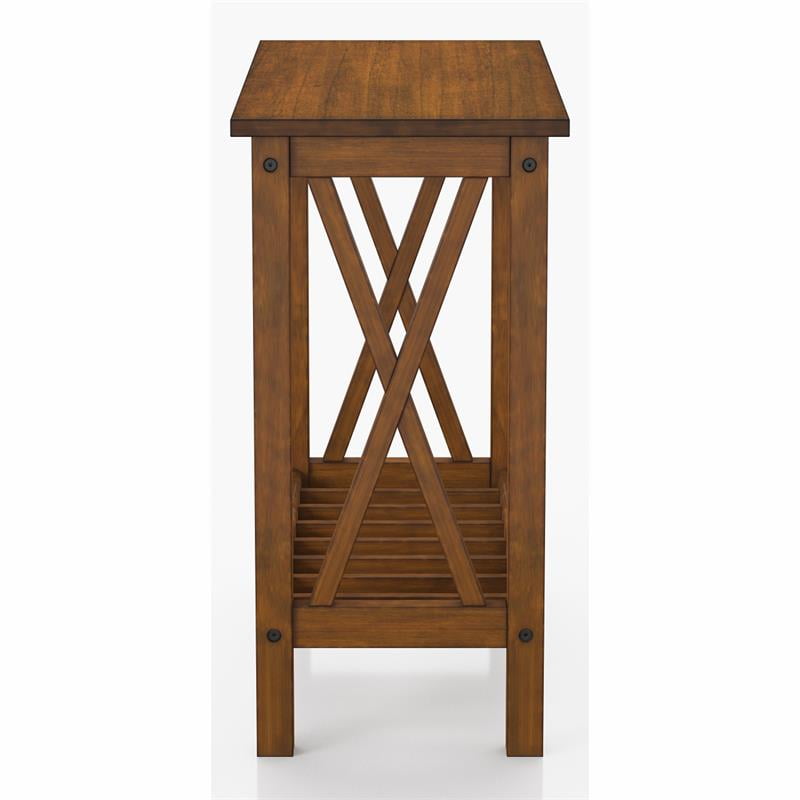 Light Cherry Chair Side Table with 2 Drawers by Poundex 