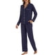 thumbnail image 1 of Conjunto de pijama LUBOT para mujer, viscosa y bambú, pijama, 2 piezas, azul marino, 1 of 6