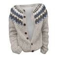 thumbnail image 4 of iHPH7 Fair Isle Sweater Women Fall Outfits for Women Womens Fall Jackets Women Fall Clothes Womens Fall Clothing Fall Sweaters for Women Button Up Cardigans for Women Light Gray S, 4 of 4