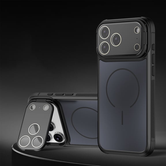 ELEHOLD Case for iPhone 17 Pro, Shockproof Case with Built-in Camera Stand & Lens Protection, Mag Safe Accessories Compatible,Black