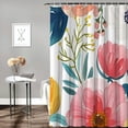 thumbnail image 2 of Awypu Bathroom Shower Curtain Set with Hooks - Most Beautiful Flowers Illustration Pattern - Waterproof - Multiple Sizes White, 2 of 7