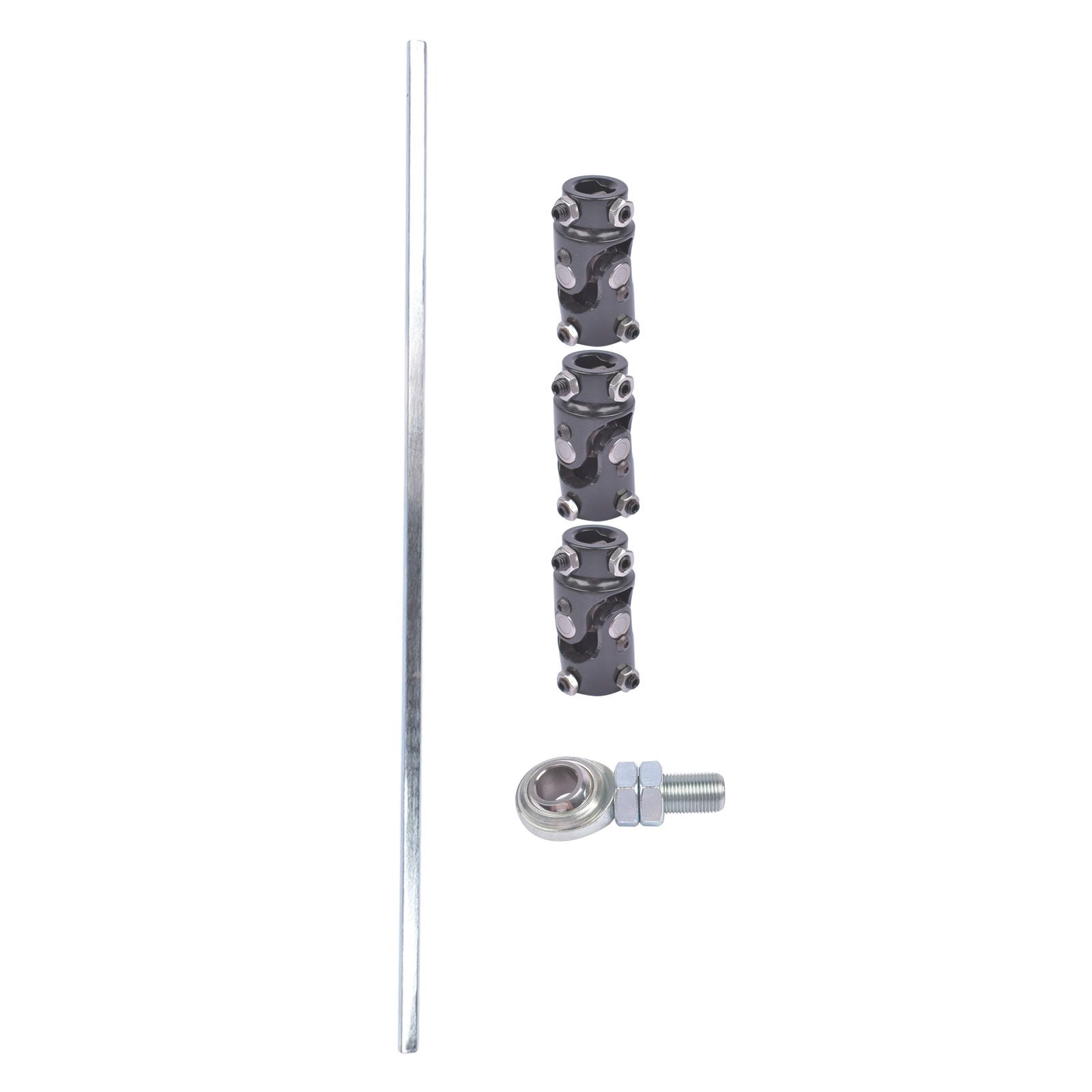 36" Universal Steering Shaft Kit w/ 3x 3/4DD Black U-Joints & Bearing Heim Joint - GM Compatible, Vibration & Noise Reduction, CNC Steel
