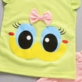thumbnail image 4 of TOWED22 Toddler Girl Summer Clothing 2pcs Graphic Ruffle Sleeve Sleeveless Tank Top and Elastic Shorts Set Outfits Cute Toddler Print Clothes(Green,3-4 Y), 4 of 4