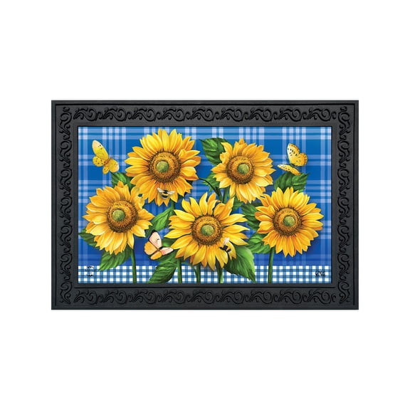Briarwood Lane Summer Doormat 30x18 Indoor Outdoor Blue Sunflowers For Summer Doormat