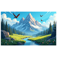 thumbnail image 2 of Mountain Scenic Backdrop Banner Event Photography Nature Background Party Decor Display Wedding Ceremony Large Landscape Illustration Forest Backdrop, 2 of 4