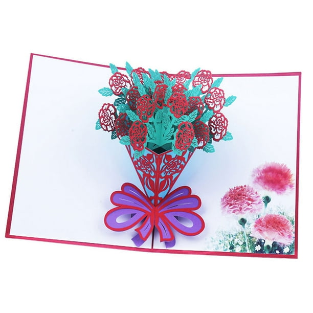 Youkk 3D Pop up Carte Postale Fleur à la Main Cartes de Voeux Popupgreetingcards de Valentine Jour Carte d'Invitation d'Anniversaire Cartes Cadeaux Fête des Mères