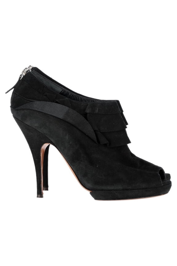 Pre-Owned Moschino High Heel Boots in Black Suede