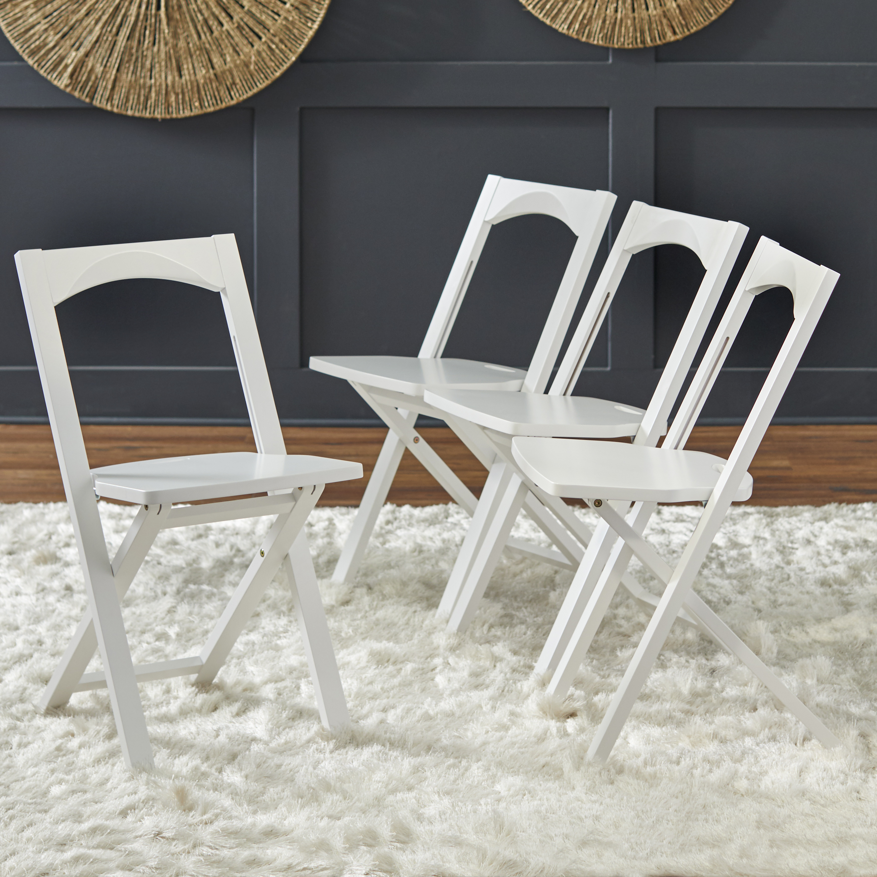 TMS Bonus Folding Chairs- Set of 4, White - image 2 of 5