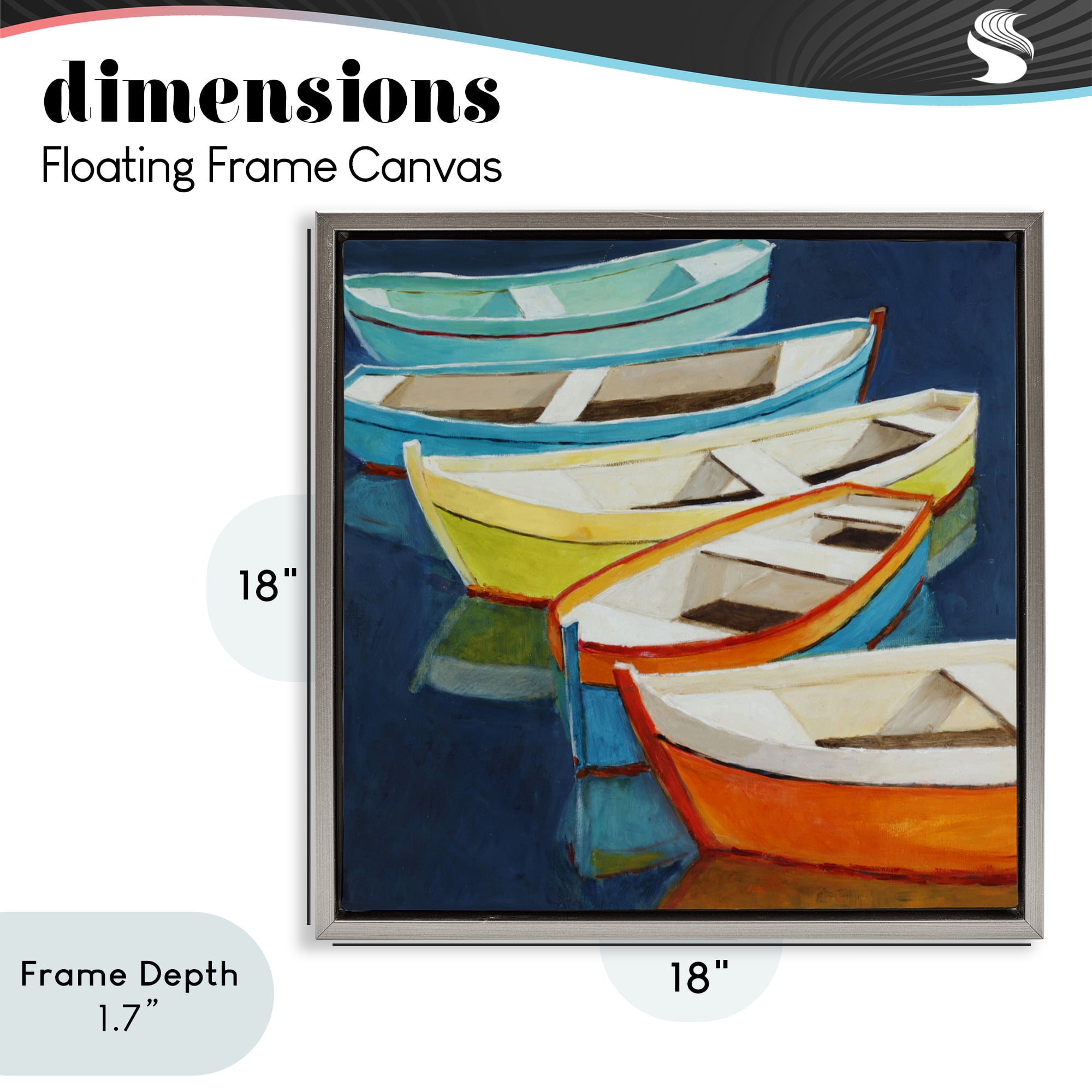 Stupell Industries Serene Rowboats in Summer Gray Framed Floater Canvas Wall Art, design by Lorenzo Collective