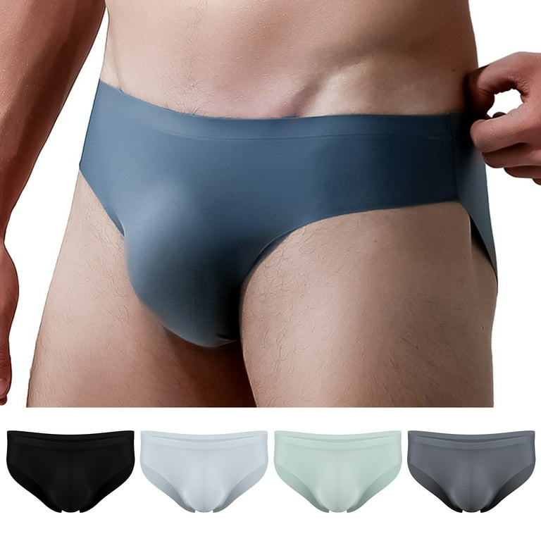 Men Ice Silk Briefs Quick-drying Breathable Underwear Seamless Panties Plus  Size 