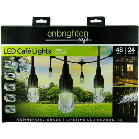 Enbrighten - Café LED Lights (48 feet/24 bulbs) - Black