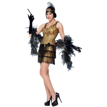 Gold Sequins Broadway Womens Adult Roaring 20S Flapper