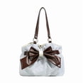 thumbnail image 2 of Trendy Polka Dot Bow Tote Bag - Fashionable Large Capacity Handbag with Lace Details for Versatile Daily Use, Perfect for Commuting and Everyday Style White, 2 of 8