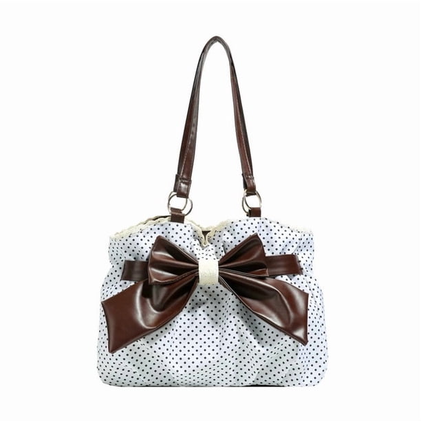 Bolso Tote de Lazo con Lunares, Gran Capacidad, Bolso Versátil con Encaje y Correa de Hombro Ajustable para Uso Diario