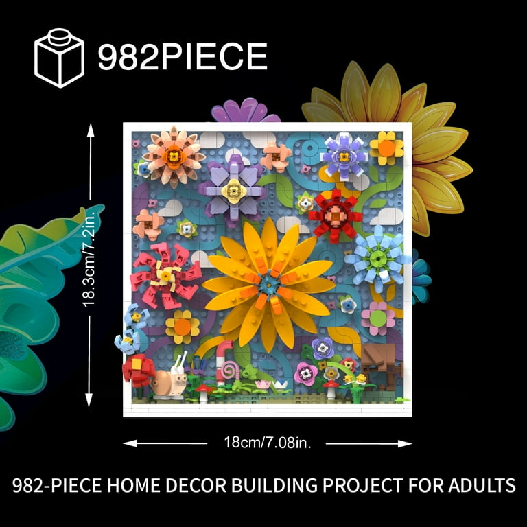 TG BLOCKS Micro Brick Flower World Craft Set, 3D Floral Wall Art