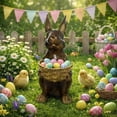 thumbnail image 4 of Vintage Resin Easter Bunny Statue with Woven Basket, Easter Garden Ornament and Home Decor for Outdoor Yard, Indoor Mantel or Table Centerpiece, 4 of 8