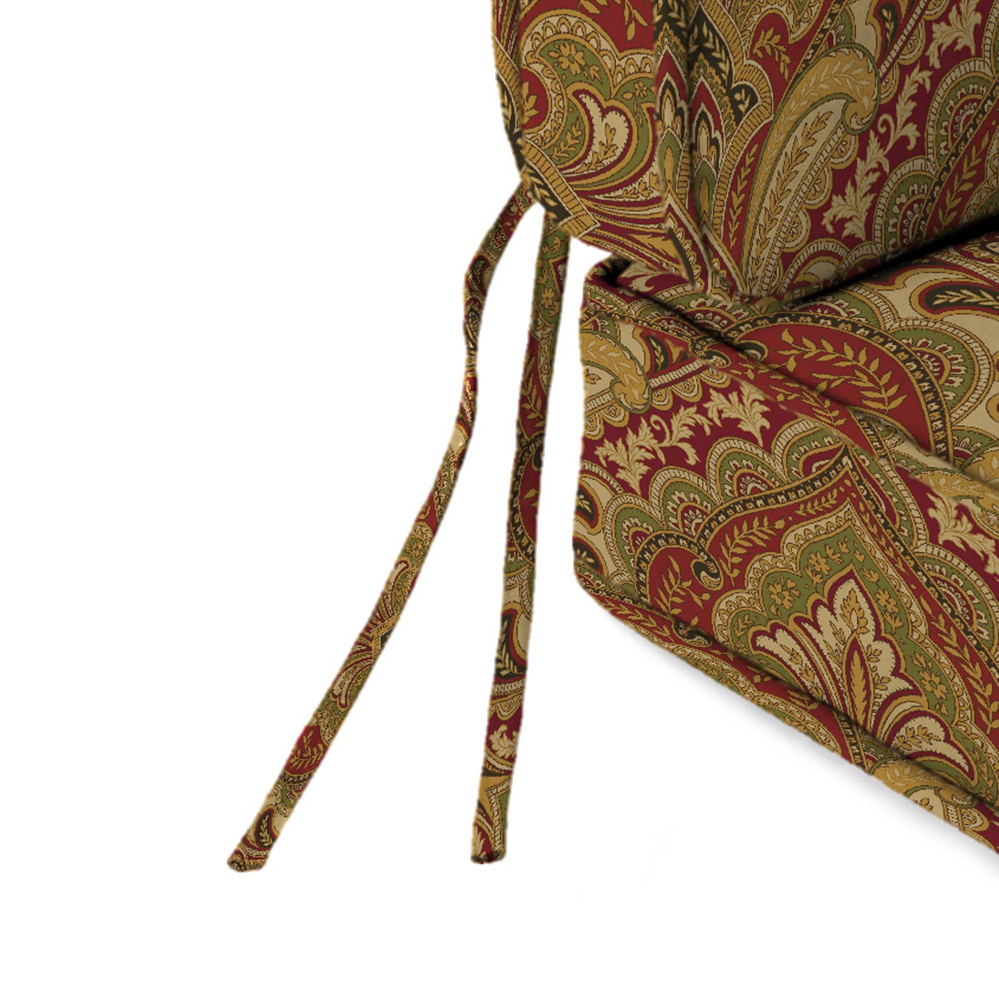 Jordan Manufacturing 45" x 22" Grovedale Pompeii Crimson Paisley Rectangular Outdoor Deep Seat Chair Cushion Set with Ties and Welt