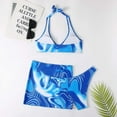 thumbnail image 3 of Snorda Women's 3 Piece Tie Dye Bikini Set Swimsuit Sexy Short Skirt With Chest Pad Without Underwire, 3 of 5