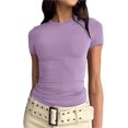 thumbnail image 1 of LAICAIW T-Shirt Court à Manches Courtes pour Femmes, Basique, Ajustement Solide, Col Rond, Sortie, Yoga Décontracté, 1 of 4
