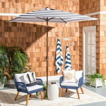 SAFAVIEH Outdoor Collection Iris Fashion Line 7.5-Foot Square Umbrella Navy/White