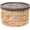 Small, variant on Round Water Hyacinth Wicker Storage Basket with Lid (Large) | Stackable handwoven decorative storage basket boxes with , tabletop container for nightstand, bathroom, kitchen & closet