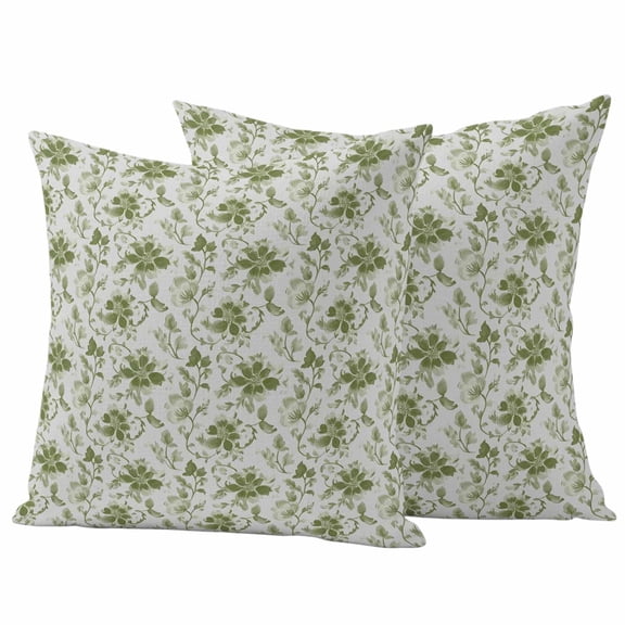 2 Pack Outdoor Waterproof Throw Pillow Covers,Abstract Sage Green Leaves on Vintage Decorative Square Pillow Case Patio Pillowcases for Chair Couch Sofa 16x16in