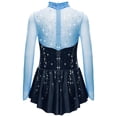 thumbnail image 4 of TiaoBug Kids Girls Ballet Dance Leotard Dress Figure Ice Skating Long Sleeve Mesh Lyrical Competition Dress Blue 6, 4 of 5