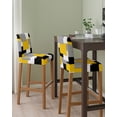 thumbnail image 2 of Yellow Grey Black Geometric Bar Stool Covers Set of 2, Middle Century Art Abstract Aesthetics Stretch Bar Chair Covers with Backs, Removable Pub Counter Chair Cover for Kitchen Dining Room Cafe, 2 of 7