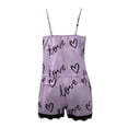 thumbnail image 3 of YDFCWXW Women Cami Pajama Set Modal Sleepwear Lace Trim Short PJ Set with Shorts Purple, XXL, 3 of 4