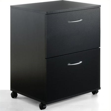 Scranton & Co 2 Drawer Mobile Wood File Cabinet in Black ...