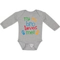thumbnail image 3 of Inktastic My Big Bro Loves Me Little Brother Sister Boys or Girls Long Sleeve Baby Bodysuit, 3 of 5
