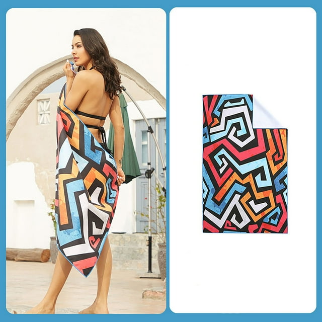 Toalla de baño de secado rápido, Toalla de playa, microfibra, forro polar de doble cara, estampado de una cara, toalla de baño, albornoz de Spa, toalla de playa Wmkox214yii hfskjfh207