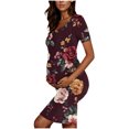 thumbnail image 6 of Taqqpue Women's Maternity Dress Short Sleeve Crew Neck Bodycon Wedding Guest Pregnancy Dresses Printed Fitted Stretch Maternity Clothes Summer Boho Baby Shower Photoshoot, 6 of 6