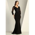 thumbnail image 3 of Women's Adora Design 3233 Long Sleeve Lace Applique Fitted Bodycon Formal Gown Emerald Green Size XL, 3 of 5