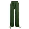 thumbnail image 6 of YUGYXL Womens Linen Long Pants Beach Pants Drawstring Bottom Stretch Waist Trousers Casual Trousers Vacation Pants Army Green XXL, 6 of 6
