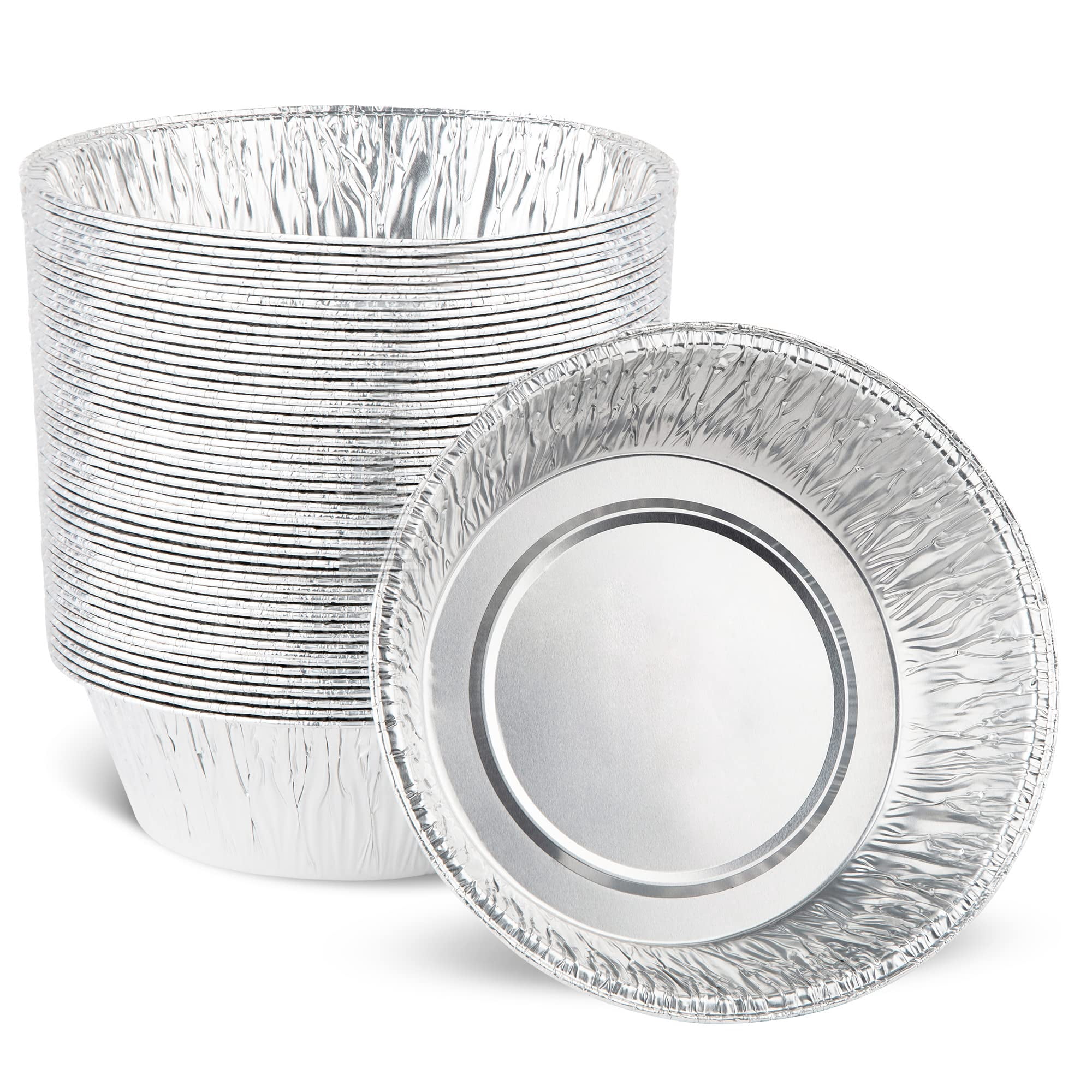 Xylory 6.5'' Inch Round Tin Foil Pans Disposable Aluminum, Freezer & Oven Safe - For Baking, Cooking, Storage, Roasting, & Reheating, Deep Pack of 50