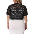thumbnail image 4 of DARING DIVA Women's Plus Cropped Cardigans Floral Lace Bolero Shrugs 4X Black, 4 of 6