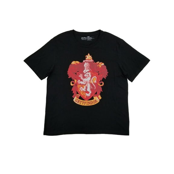 Harry Potter Mens Black Gryffindor Crest Crew Neck Tee Short Sleeve T-Shirt L
