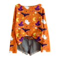 thumbnail image 3 of JUjie Pumpkin Sweatshirt for Women Round Neck Novelty Halloween Pullover Casual Fall Daily Halloween Tops Z43 Orange S, 3 of 4