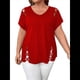 thumbnail image 1 of Blusas Tipo Túnica de Corta para Mujer, con Escote en V Recortado, Elegantes, Informales, Holgadas y Largas Rojo 4XL, 1 of 7